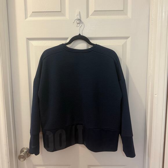 NIKE Dri-Fit M Navy Just Do It Ribbed Knit‎ Pullover Sweatshirt - Picture 11 of 13
